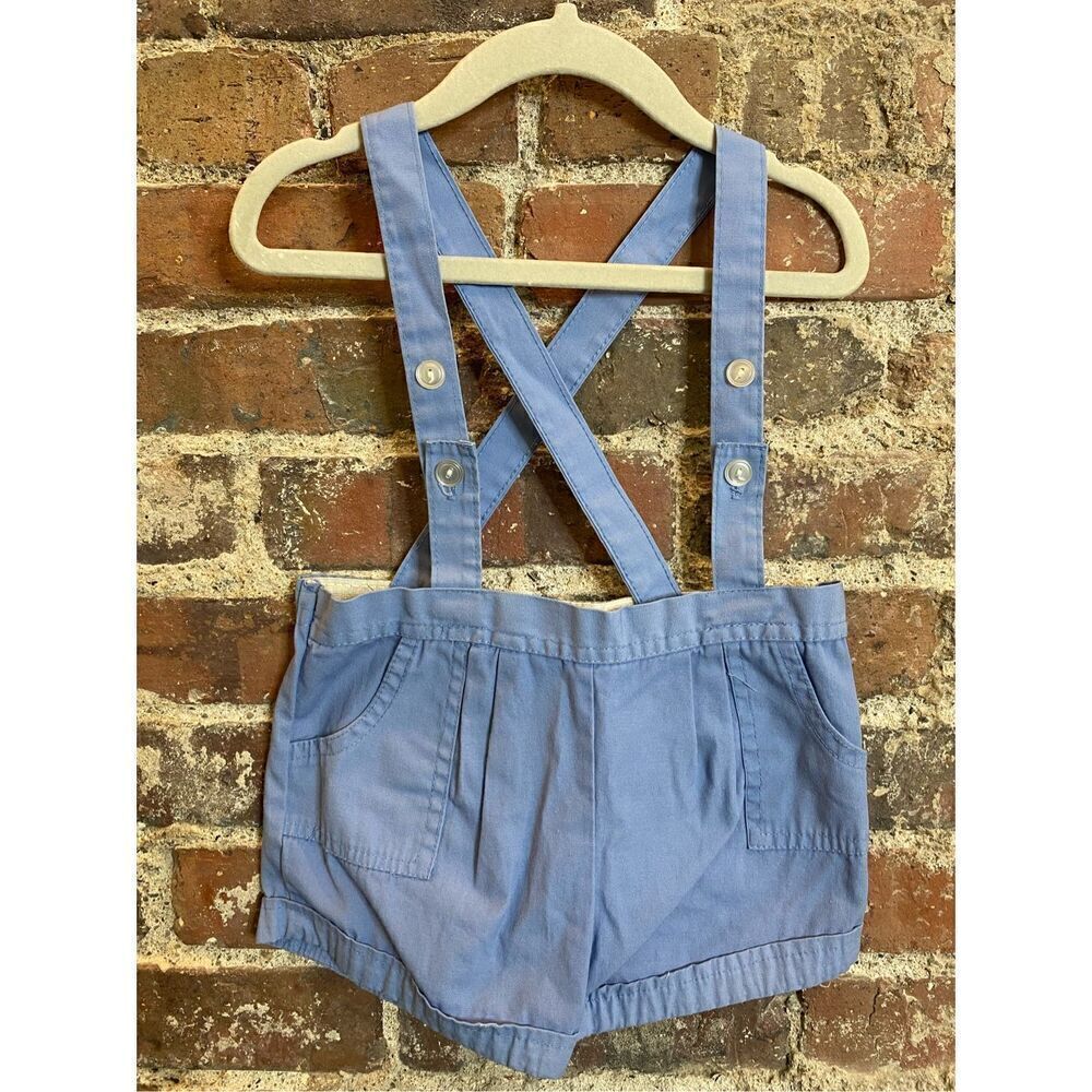 Vintage 60 or 70s RN 15517 Blue Suspender Shorts Baby/Toddler Size 24 Months